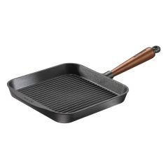 Grill pan square wood handle 25x25cm