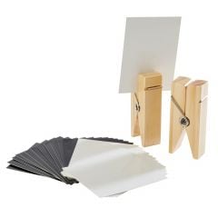 Table card holder wood set 4x2.5cm h-10cm brown