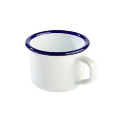 Cup enamelled steel ø7cm h-5cm 100ml white/blue