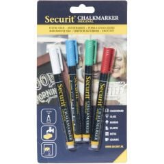 Liquid chalkmarker SECURIT set of 4-small 1-2mm multicolored