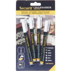 Liquid chalkmarker SECURIT set of 4-small 1-2mm white