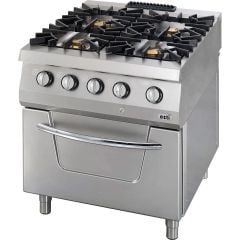Gas stove with 4 burners and electric oven