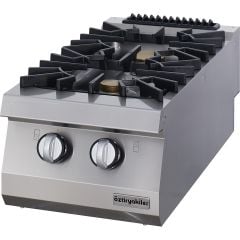 Gas stove surface with two burners