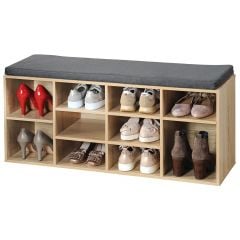 Bench/stand for footwear 8 shelves 103.5x29.5x48cm light wood