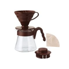 Hario V60 Brown Pour Over Kit  - dripper +  server  + filters