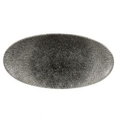 Oval plate 27x22.9cm RAKU black