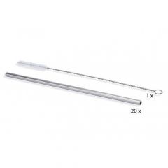 Stainless steel straw 20pcs 21.4cm and a brush
