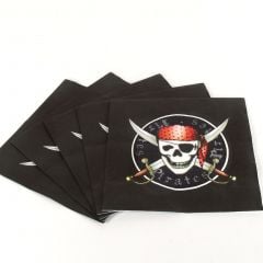 Napkins 33cm, 3 layers "Pirates", black/red, 20 pcs.