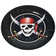Paper Plates "Pirates",  ø 23 cm, black/red, 10 pcs.