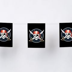 Paper Flag Banner "Pirates", L 400 cm, black/red.