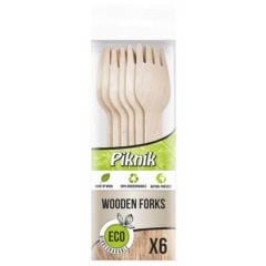ECO wooden fork, 16cm, 6pcs