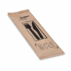 Wooden cutlery set (knife + fork + napkin) 60 sets