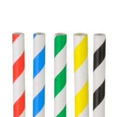 Paper Straws "Stripes" ø0.6 h-19.7cm 250pcs mixed