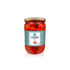 Red maraschino cherries with stem 720g/390g GEMOSS COLLECTION