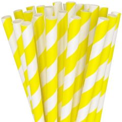 Paper straws ø8mm h-24cm 250pcs yellow/white