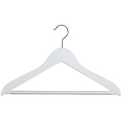 Wooden hanger 41 cm with white lacquering with coated trouser bar