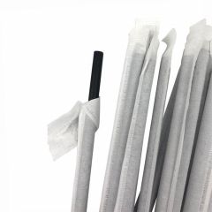 Paper drinking straws wrapped ø6mm h-20cm 250pcs black