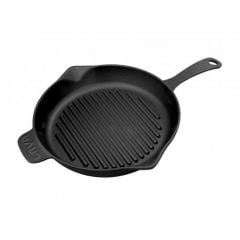 Grill pan cast iron LAVA ø28cm 2.01L black matte convex base