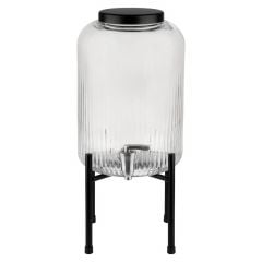 Beverage dispenser INDUSTRIAL glass ø 20cm h-45cm 7L with metal stand