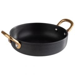Serving pot ø13.5cm 300ml black with brass handles