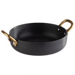 Serving pot ø15cm 500ml black with brass handles