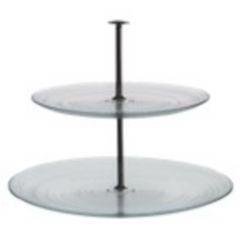 2-tier cake stand CIRCLE ø21-28cm glass clear