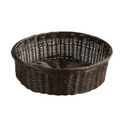 Bread basket natural plastic mesh with stable metal ring dark brown ø36 h-11cm