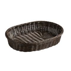 Bread basket natural plastic mesh with stable metal ring dark brown 40x30 h-8cm