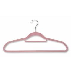 6 Coat hangers plastic anti-slip flocking 45.5cm 6pcs pink