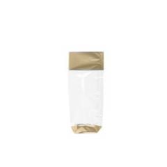 Transparent and gold plastic confectionery bag 10 x 22 cm 125g