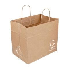 Paper bag 100% Recycled 32x21x28,5 cm with handles, beige [250]