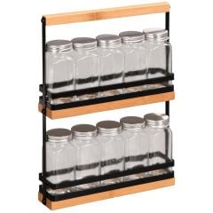Spice shelf with 10 empty glasses 23x5.5cm h-32cm 10x100ml